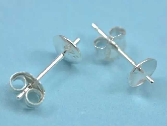 925 Sterling Silver Bowl Studs Earring Posts Findings for Making Earrings