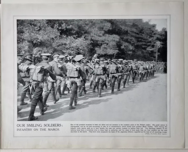 1915 Ww1 Print & Text Infantry On The March