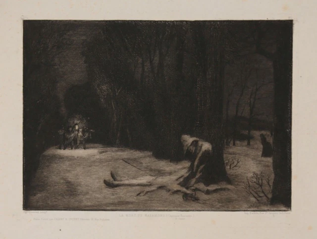 Felix Bracquemond (1833-1914): La Mort De Matamore. Etching 1864
