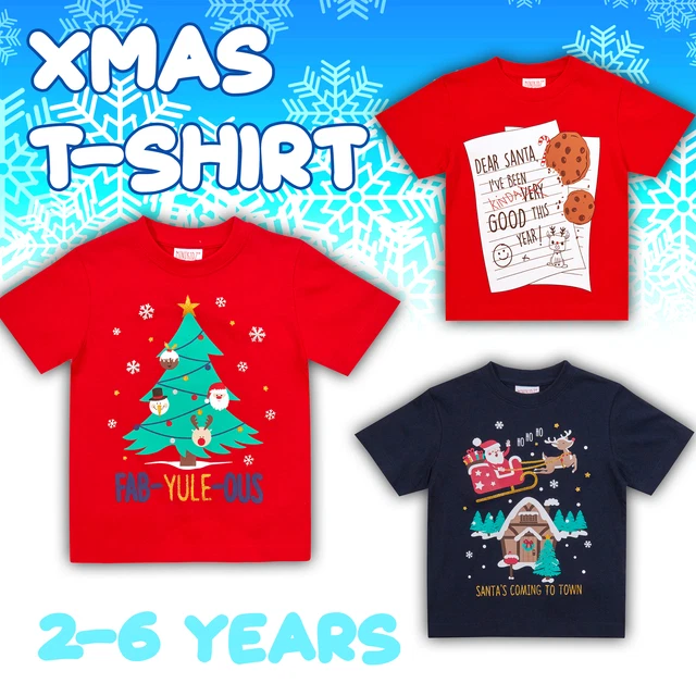 T-shirt bambini bambine ragazzi festa di Natale bambini top divertente nuova