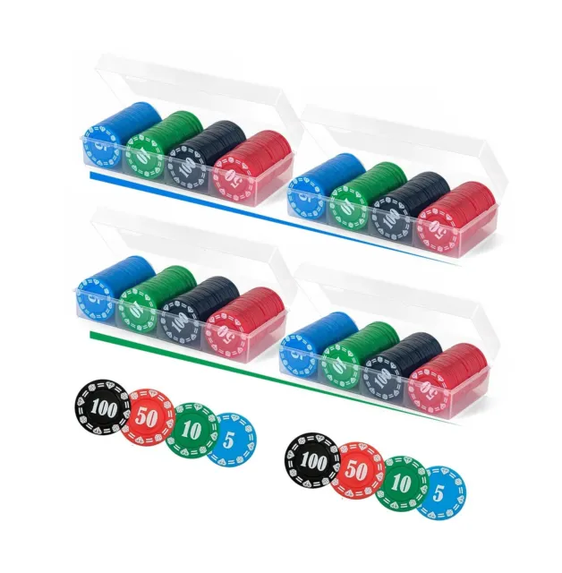Lynkaye 400 Plastic Poker Chips with Storage Box Set,Denomination Printed Cas...