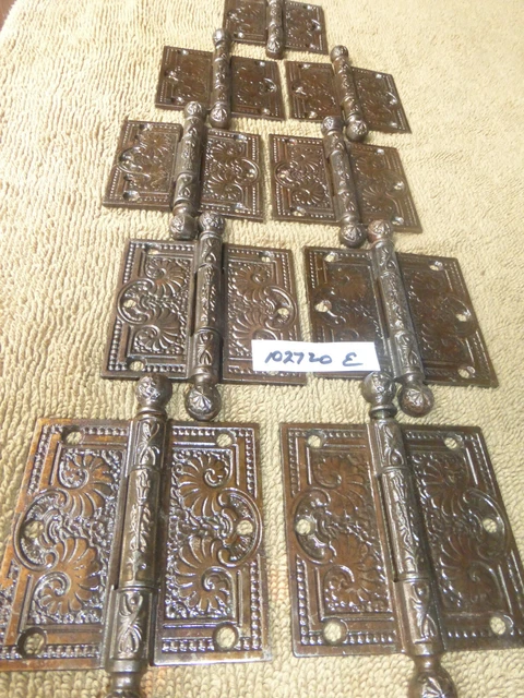 ONE Antique Cast Iron VERY ORNATE 3.5"x3.5" Fancy Ball End Hinge 102720 E