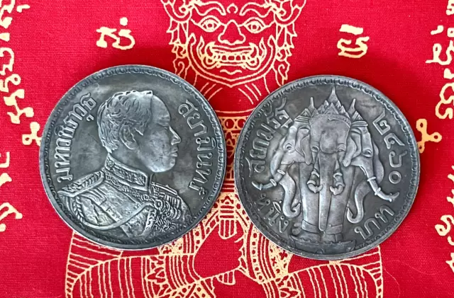 Amuleto Buda Medalla Plata Elefante Erawan Siam Sacré Tailandia T175
