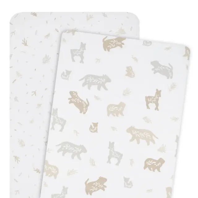 Living Textiles | 2pk Bedside Bassinet Fitted Sheet - Bosco Bear