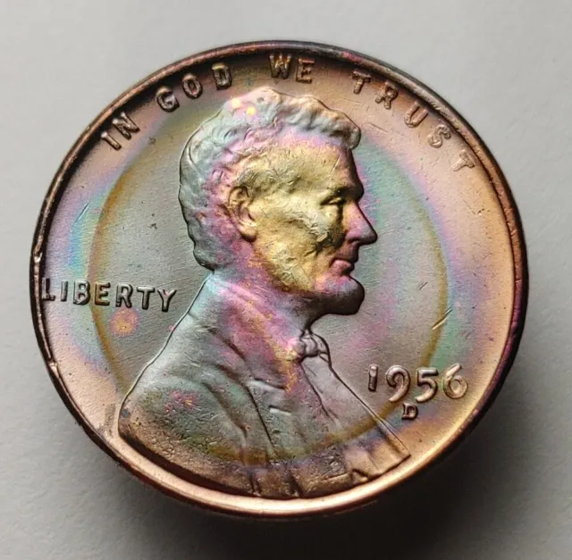 1956 D wheat cent monster toned unc us coin Lincoln wheat penny #3