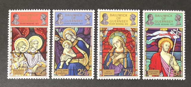 Guernsey 1972 Mnh Christmas / Royal Silver Wedding Set Sg 76 - 79  Free Uk P&P!