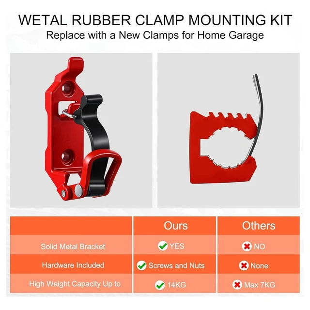 4 Supporti Per Pala Da Portapacchi In Metallo E Gomma - Kit Di Montaggio Con Viti, Per Utensili Ø 17-40 Mm, Rosso, Per Fuoristrada E Camper