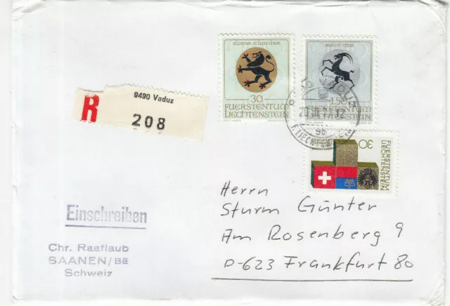 Liechtenstein Einschreiben Brief ( kein FDC ) Sammler Beleg - schön frankiert