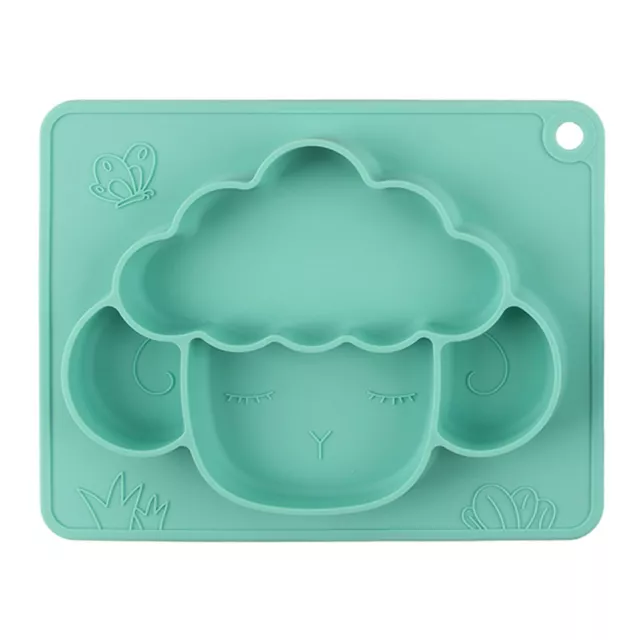 Baby Feeding Plate Non Slip Silicone  Sheep Design Green