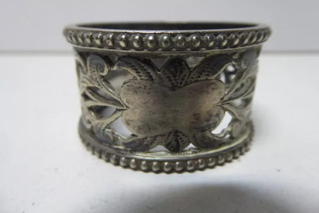 Vintage Silver Plate Napkin Ring Pierced Engraved Decoration