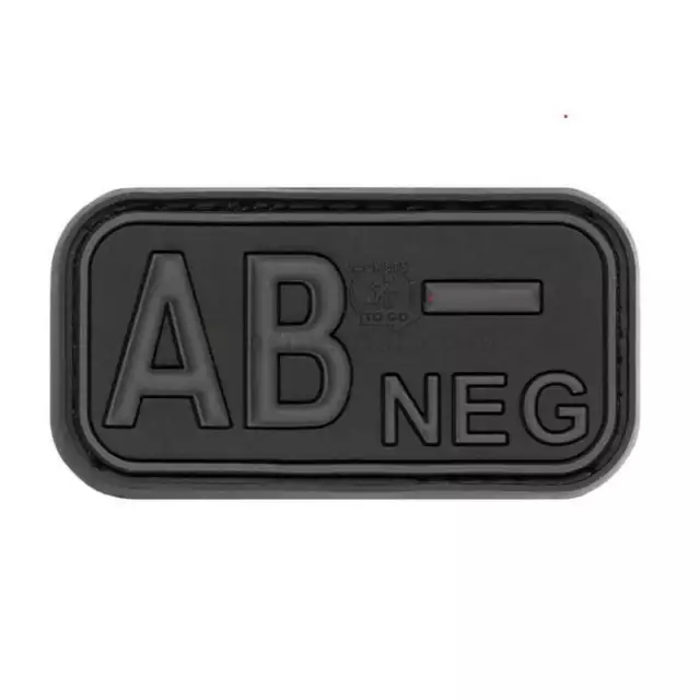 Écusson 3D Groupe Sanguin AB- Négatif Noir Black Gomme  PATCH NEG MOINS SCRATCH