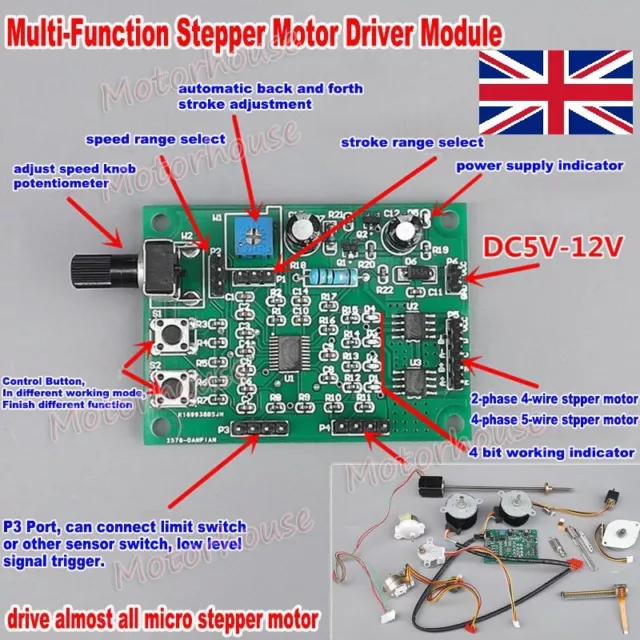 DC5V-12V 2-phase/4-phase 5-wire Mini Stepper Motor Driver Board Speed Controller