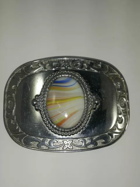 Vintage Western Striped Stone Calf Roping Belt Buckle Rodeo No Engraving Mens