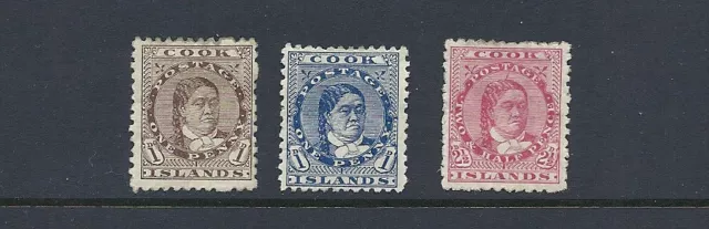 COOK ISLANDS 1893-1900 QUEEN MAKEA TAKAU (SG 5,6 and 8) F MHR read desc