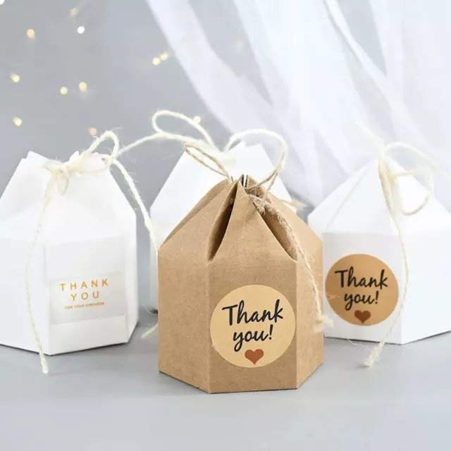 10pcs Hexágono Forma Kraft Papel Cajas de Dulces - Boda Regalos Paquete