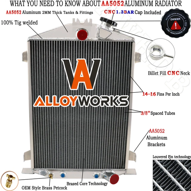 Full Aluminum 4 Row Core Radiator Fits Ford High-Boy Street Rat Rod Chevy 1932