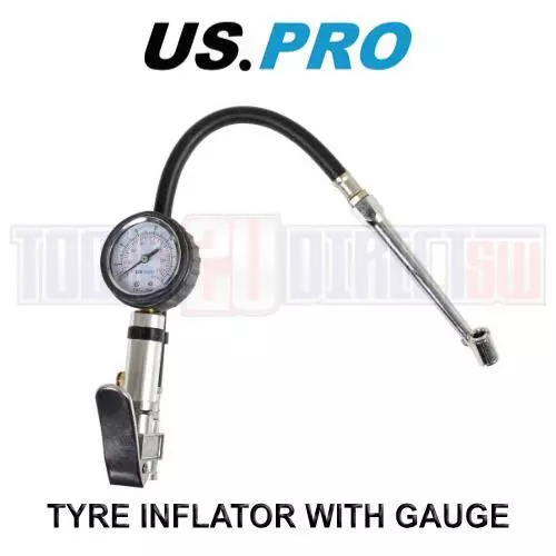 US PRO Compact Air Tyre Inflator with Dial Gauge Cars, Motorcycles 8808