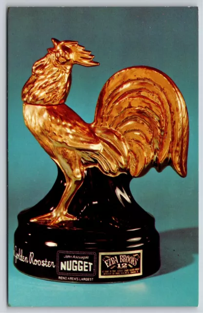 Advertising~Ezra Brooks Whiskey~John Ascuaga Casino Golden Rooster~Postcard