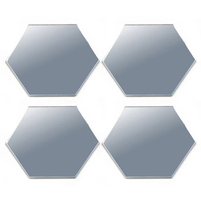Home Decor Self-Adhesive 24*Large Hexagon Mirror Glass Tile Wall-Stickers Decal