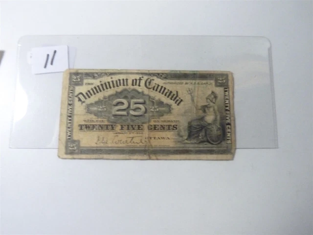 CANADA BANKNOTE SHINPLASTER 1900  25 cent SIGNATURE  COURTNEY NO11