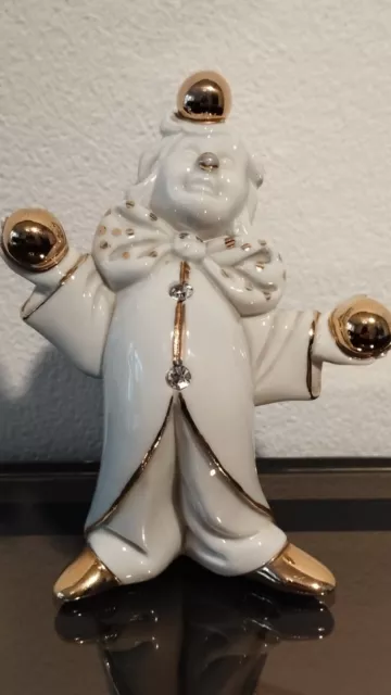 Capodimonte Porzellan Clown mit Swarovski Steinen, 1960er Vintage