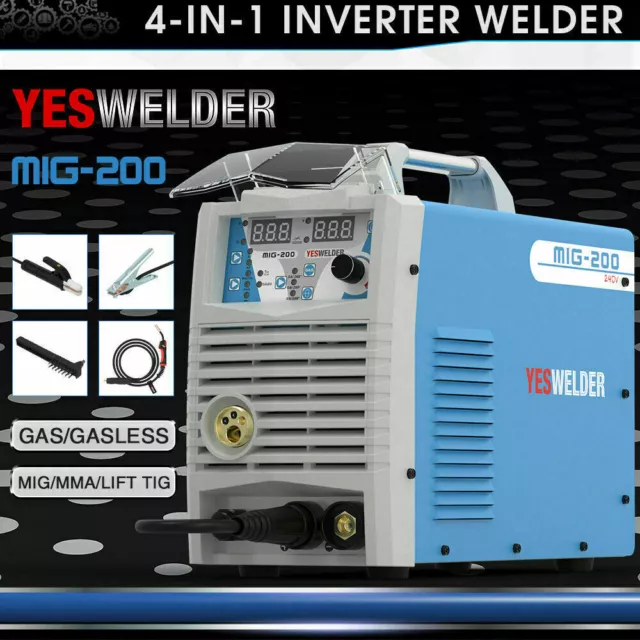 200 A Inverter Welder MIG MAG Gas/Gasless/MMA/Lift Tig Portable Welding Machine