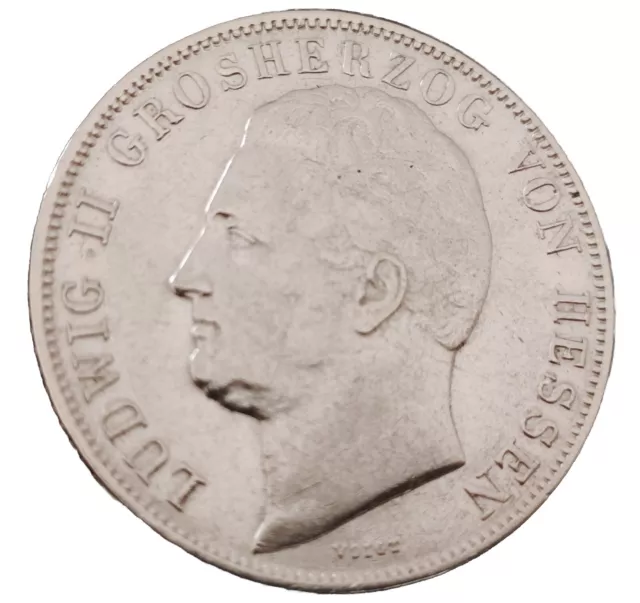 Hessen 1 Gulden 1840 Silber Ludwig II Selten Silver Coin !! Art. 003-083 3