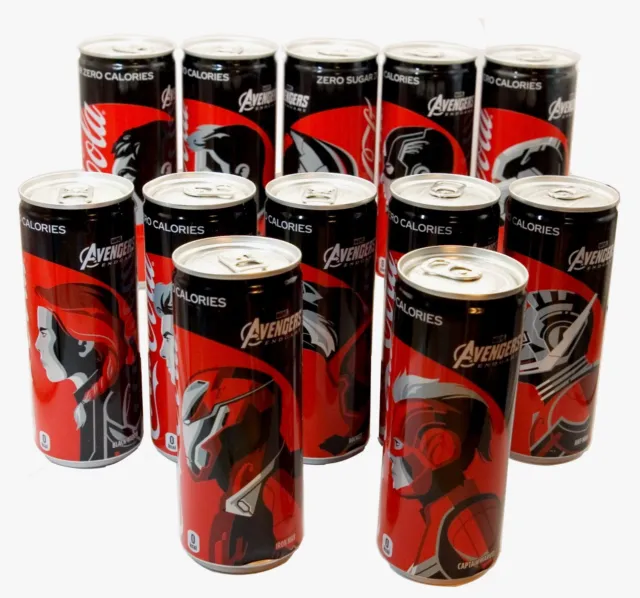 Coca cola and Avengers End Game Set of 12  empty Cans ,Limited edition