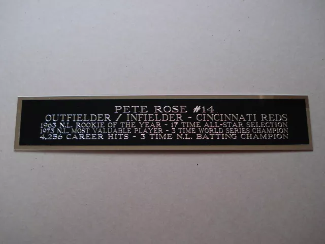 Pete Rose Reds Autograph Nameplate For A Signed Baseball Jersey / Bat Case 1.5X8