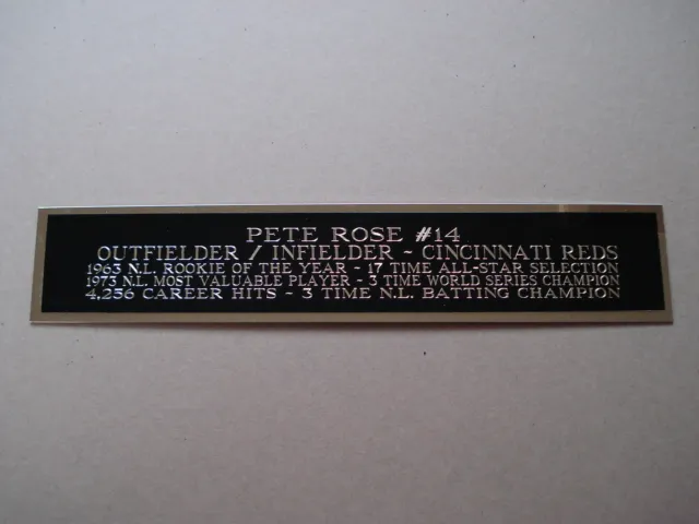 Pete Rose Reds Nameplate For A Signed Baseball Jersey / Bat Display Case 1.5 X 8
