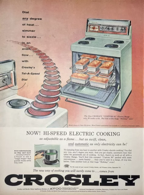 Vtg Print Ad 1956 Crosley Hi-Speed Electric Cooking Oven Retro Home Art MCM