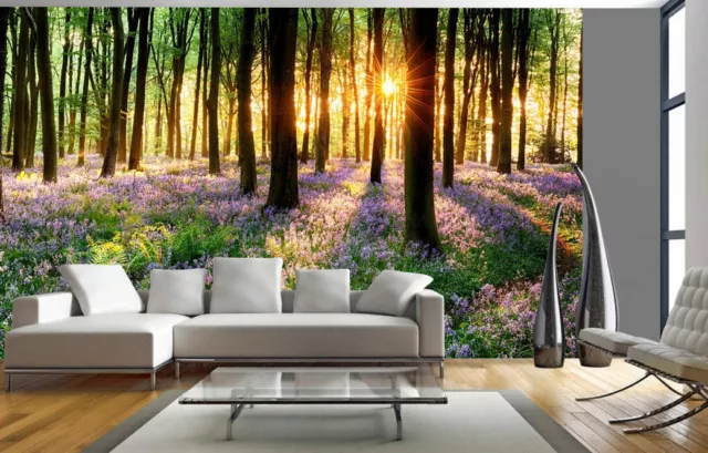 Tree Plant Flowers Wall Mural Forest Photo Picture Wallpaper Bedroom Decoration