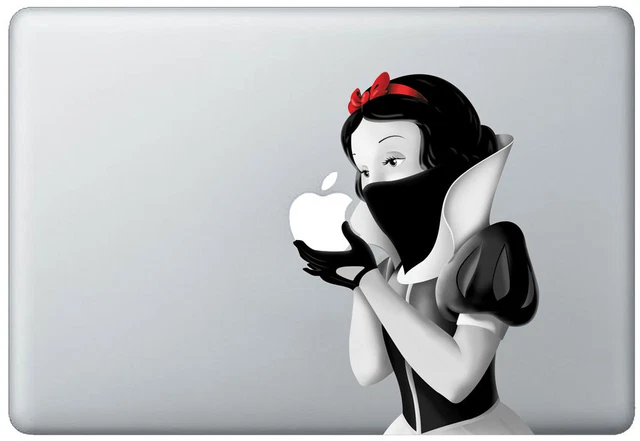 D132 Snow White's Revenge Eating Apple Macbook Decal fits 13 inch