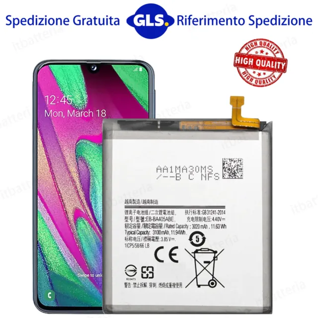 BATTERIA EB-BA405ABE Per Samsung Galaxy A40 SM-A405FN SM-A405FN/DS 3100mAh