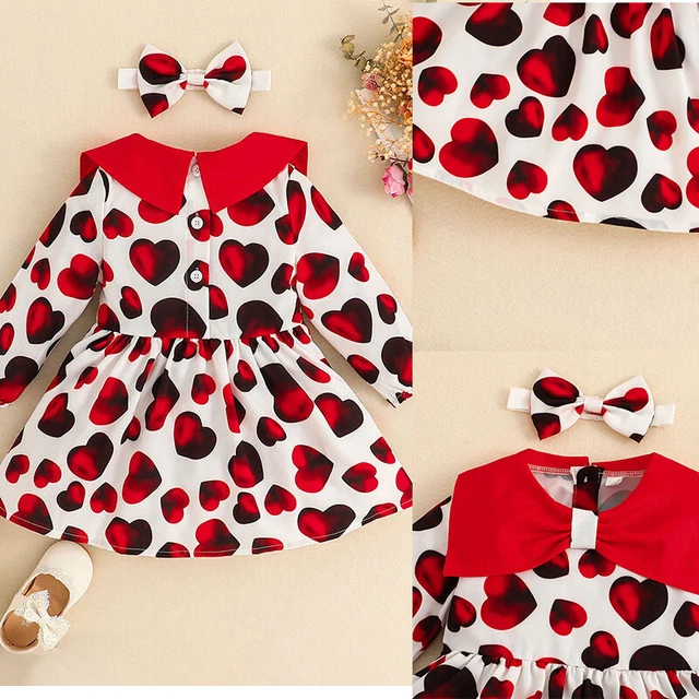 Cuscino abito fascia neonata stampa cuore bambina set abito fascia