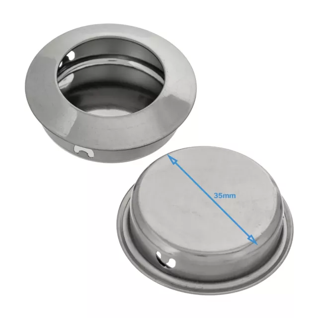 2pcs 35mm Round Flush Cabinet Handle Stainless Steel Recessed Pull Sliding Door