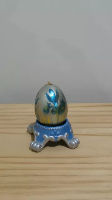 Hand Painted with Flowers Egg with Ceramic Base - 8.5cm tall