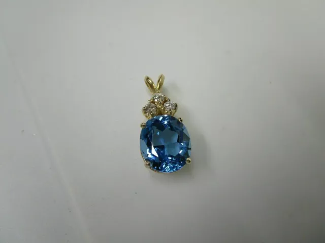 3CT OVAL CUT Lab-Created Blue Topaz Solitaire Pendant 14K Yellow Gold ...