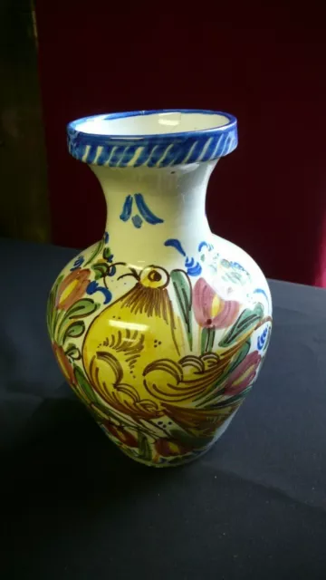 Beautiful Ceramic Pitcher with Colorful Hand-Painted Rooster - cracked
