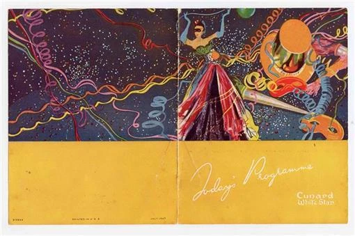 Cunard White Star Line RMS MEDIA Daily Program 1948 Carnival Cover