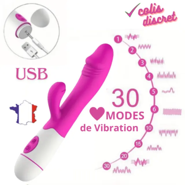 Vibromasseur Gode Réaliste Sextoy Vibrant Point G Godemichet 30 Fréquences +USB