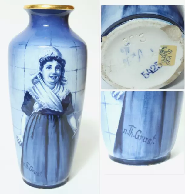Antiguo Theoder Grust Estilo Moderno Florero Joven Porcelana Mädel Chica