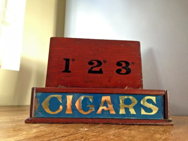 Rare Antique Victorian Glass Front Wooden Cigar Box Shop Counter Display Waiter
