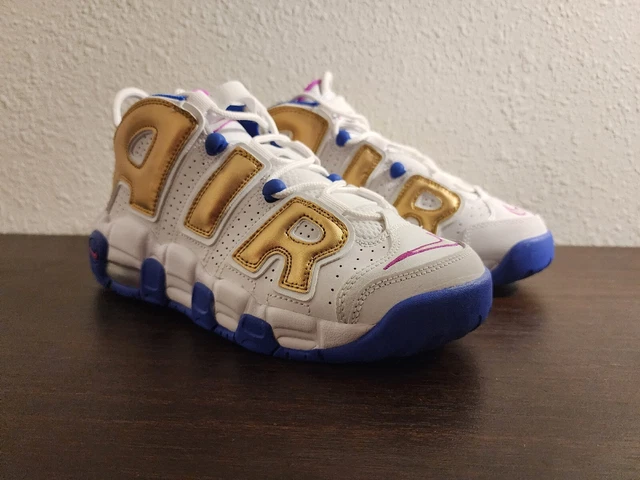 NIKE AIR MORE Uptempo GS Fuchsia Blast White Gold 415082 106 Youth