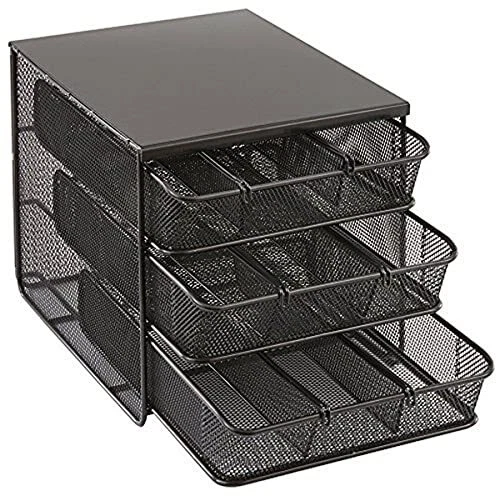 Safco Products 3275BL Onyx Mesh Hospitality Organizer, 3 Drawer, Black FREE SHIP