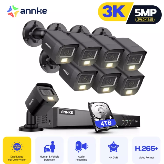 ANNKE DVR 3K 5MP Überwachungskamera Set 8ch 4K Funk AI Farbnachtsicht Mit Audio 3