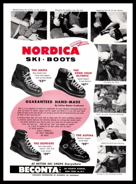 1954 NORDICA AOSTA Zeno Colo Olympic Ski Boots Beconta New York Vintage ...