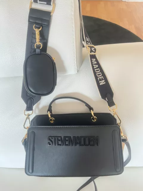 Nwt Steve Madden  Bevie Bevelyn Satchel Crossbody Bag W Air Pod Case Black