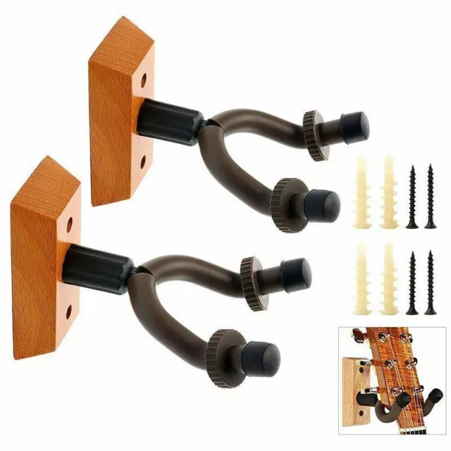 2PC Guitar Wall Mount Hanger Hook Holder Stand for Bass Electric Acoustic Guitar