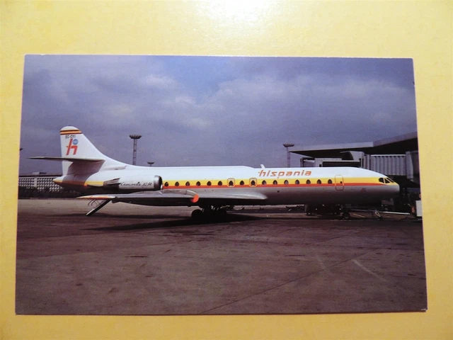 Hispania Lineas Aereas SUD SE210 Caravelle 10R airplane vintage postcard 1983